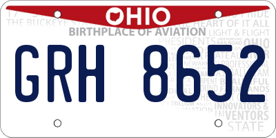 OH license plate GRH8652