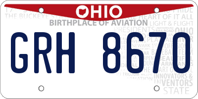 OH license plate GRH8670
