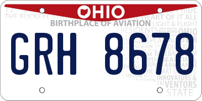 OH license plate GRH8678