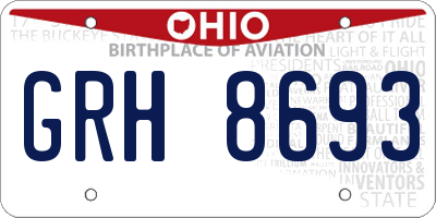 OH license plate GRH8693