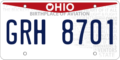 OH license plate GRH8701