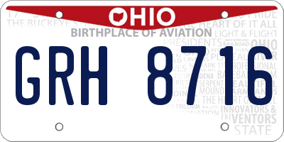OH license plate GRH8716