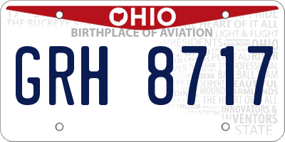 OH license plate GRH8717