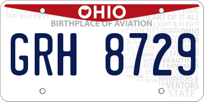 OH license plate GRH8729