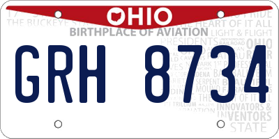 OH license plate GRH8734