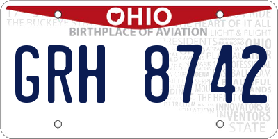 OH license plate GRH8742