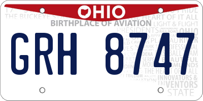 OH license plate GRH8747