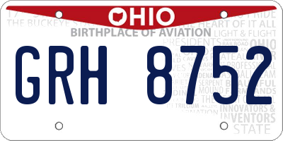 OH license plate GRH8752