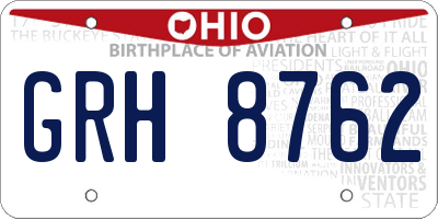 OH license plate GRH8762