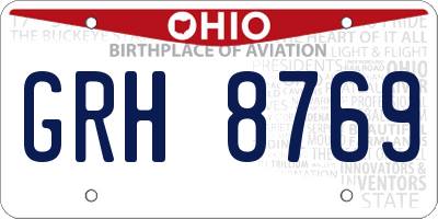 OH license plate GRH8769