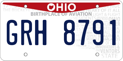 OH license plate GRH8791