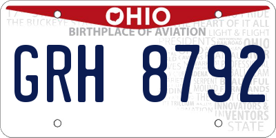 OH license plate GRH8792