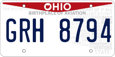 OH license plate GRH8794