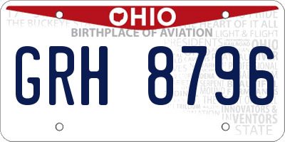 OH license plate GRH8796