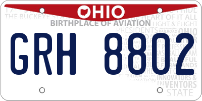 OH license plate GRH8802