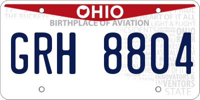 OH license plate GRH8804
