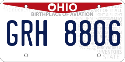 OH license plate GRH8806
