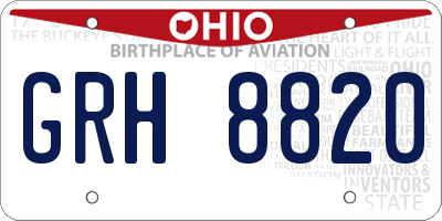 OH license plate GRH8820