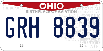 OH license plate GRH8839