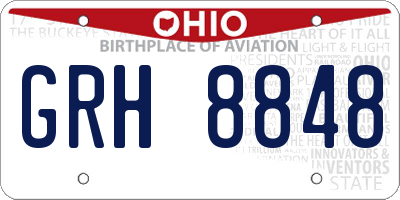 OH license plate GRH8848