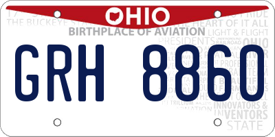 OH license plate GRH8860