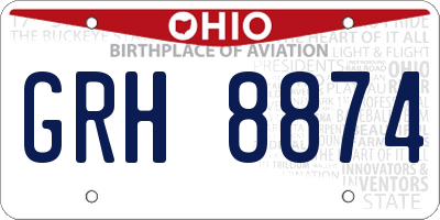 OH license plate GRH8874