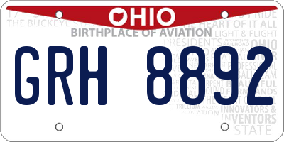 OH license plate GRH8892
