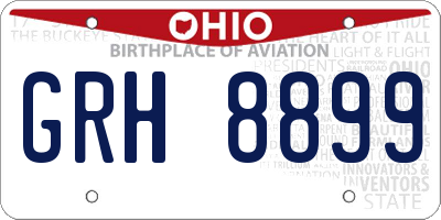 OH license plate GRH8899