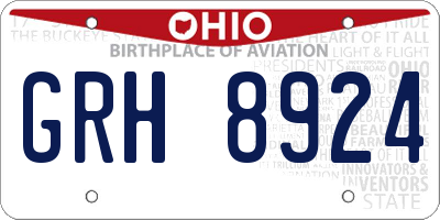 OH license plate GRH8924