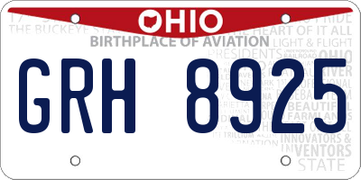OH license plate GRH8925