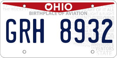 OH license plate GRH8932