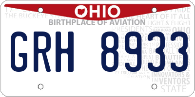 OH license plate GRH8933