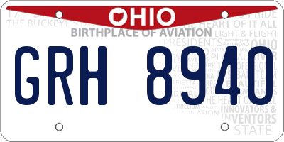 OH license plate GRH8940