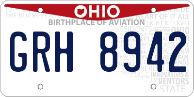 OH license plate GRH8942