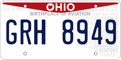OH license plate GRH8949