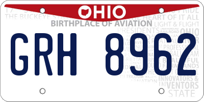 OH license plate GRH8962