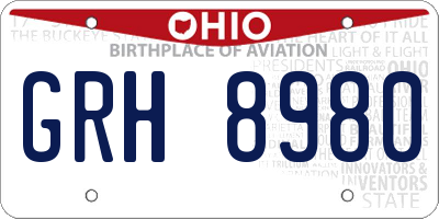 OH license plate GRH8980