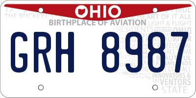 OH license plate GRH8987