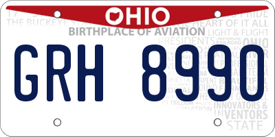 OH license plate GRH8990