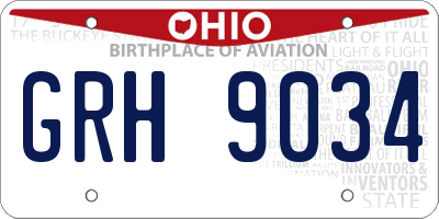 OH license plate GRH9034