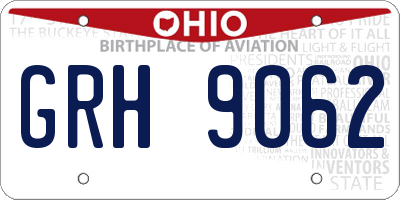 OH license plate GRH9062