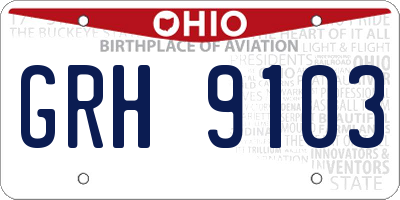 OH license plate GRH9103