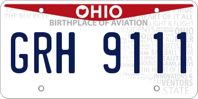 OH license plate GRH9111