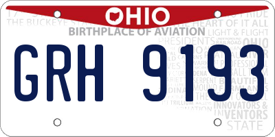 OH license plate GRH9193