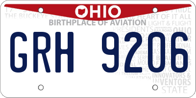 OH license plate GRH9206