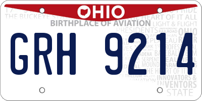 OH license plate GRH9214