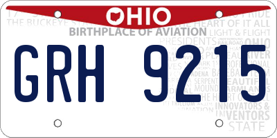 OH license plate GRH9215