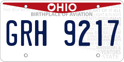 OH license plate GRH9217