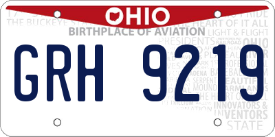 OH license plate GRH9219