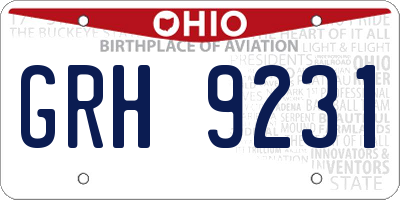 OH license plate GRH9231
